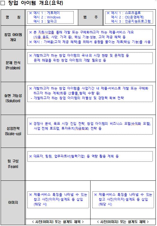 한 장으로 끝내는 원 페이지 보고서 작성하기 1 창업 아이템 요약 페이지