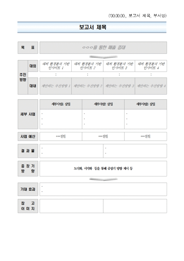 표와 도표를 활용한 원 페이지 보고서 작성 및 표 보고서 샘플(다운로드) 1 붙임001 1